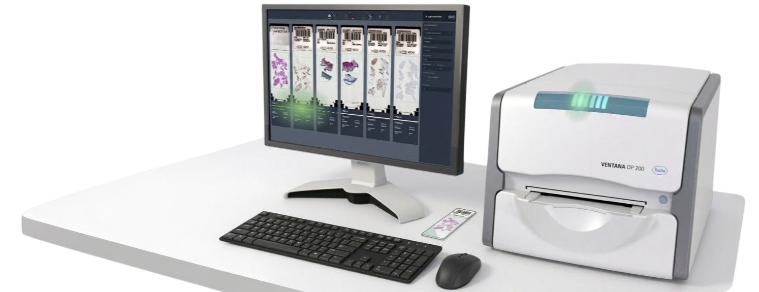VENTANA DP200 scanner and monitor on desk